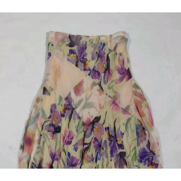 Anthropologie Asymmetrical Painterly Floral Midi Skirt - Picture 2 of 7